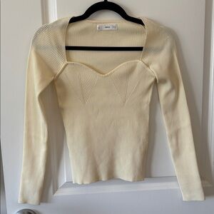 Mango Cream Ribbed Knit Top